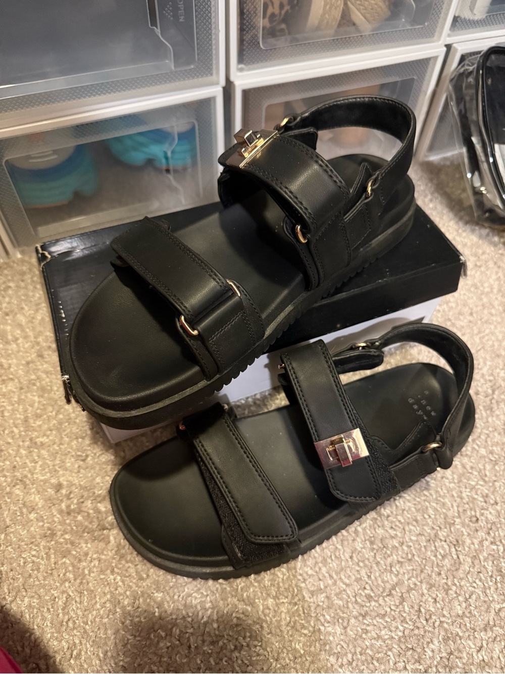 A New Day "Jonie" ankle strap sandals in black